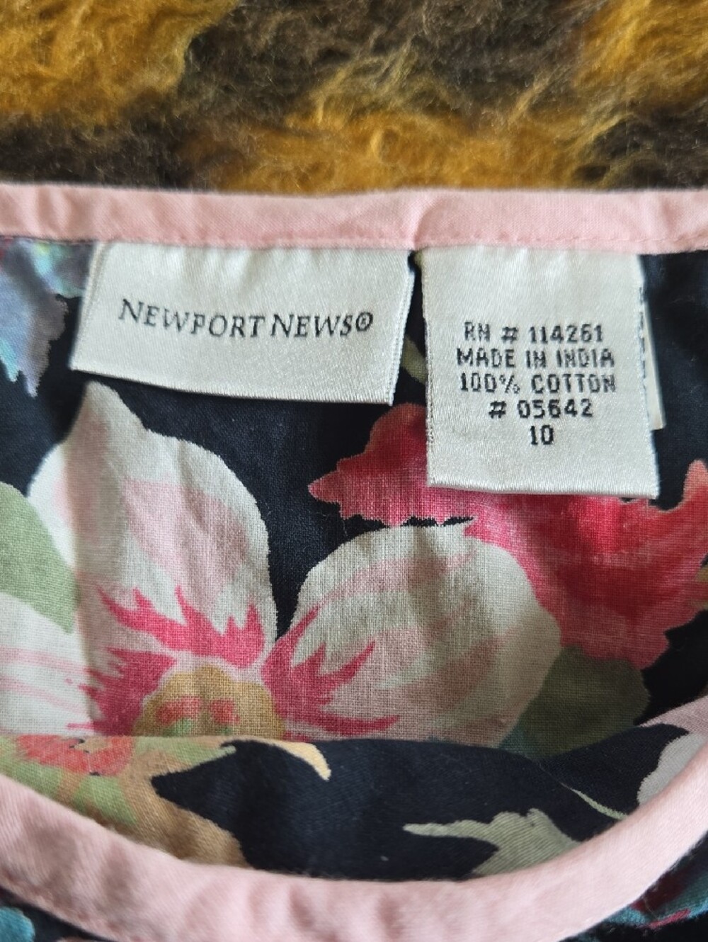 Vintage Newport News Navy Floral Dress with Pink Accents - Picture 3 of 8